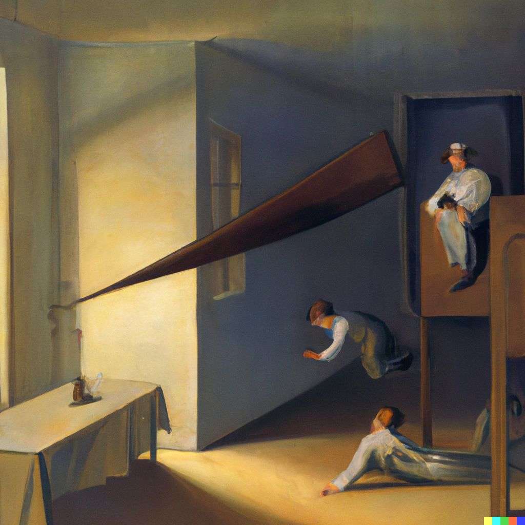 the discovery of gravity, painting by Edward Hopper